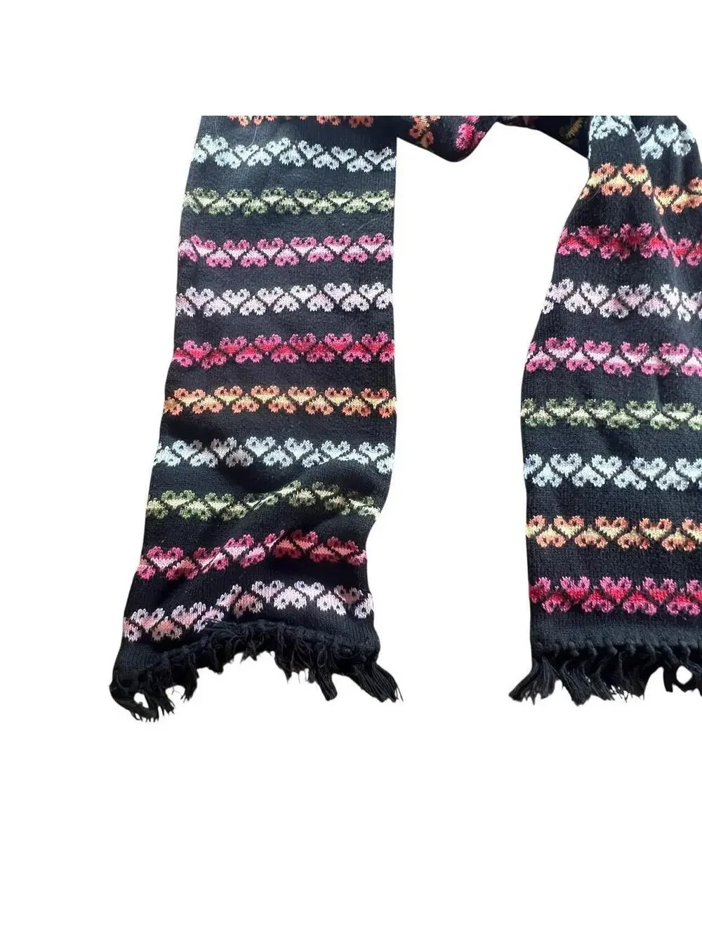 Retro Rainbow Heart Knit Scarf